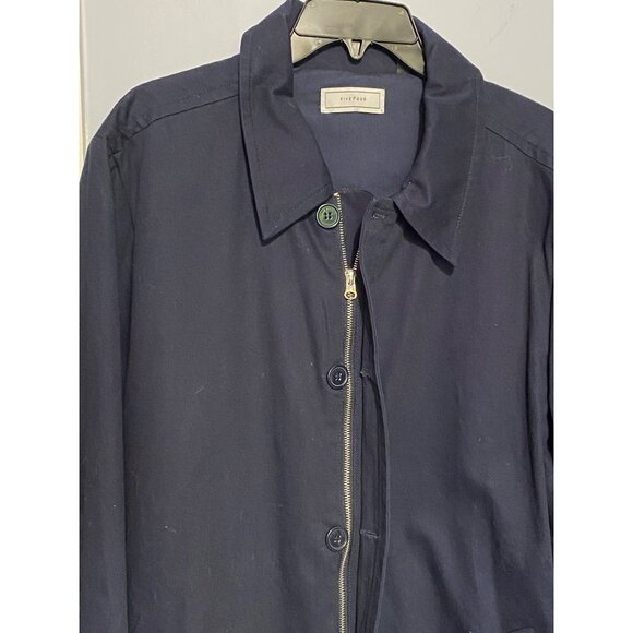 Five Four Twill Jacket Men’s Large Full Zip Button Long Sleeve Pockets Navy Blue - Picture 4 of 10